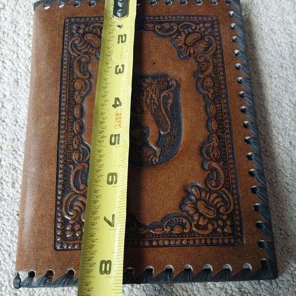 Rare 1930s Italian Leather Portfolio Book Cover Embossed Lion Emblem 8” - Picture 15 of 15